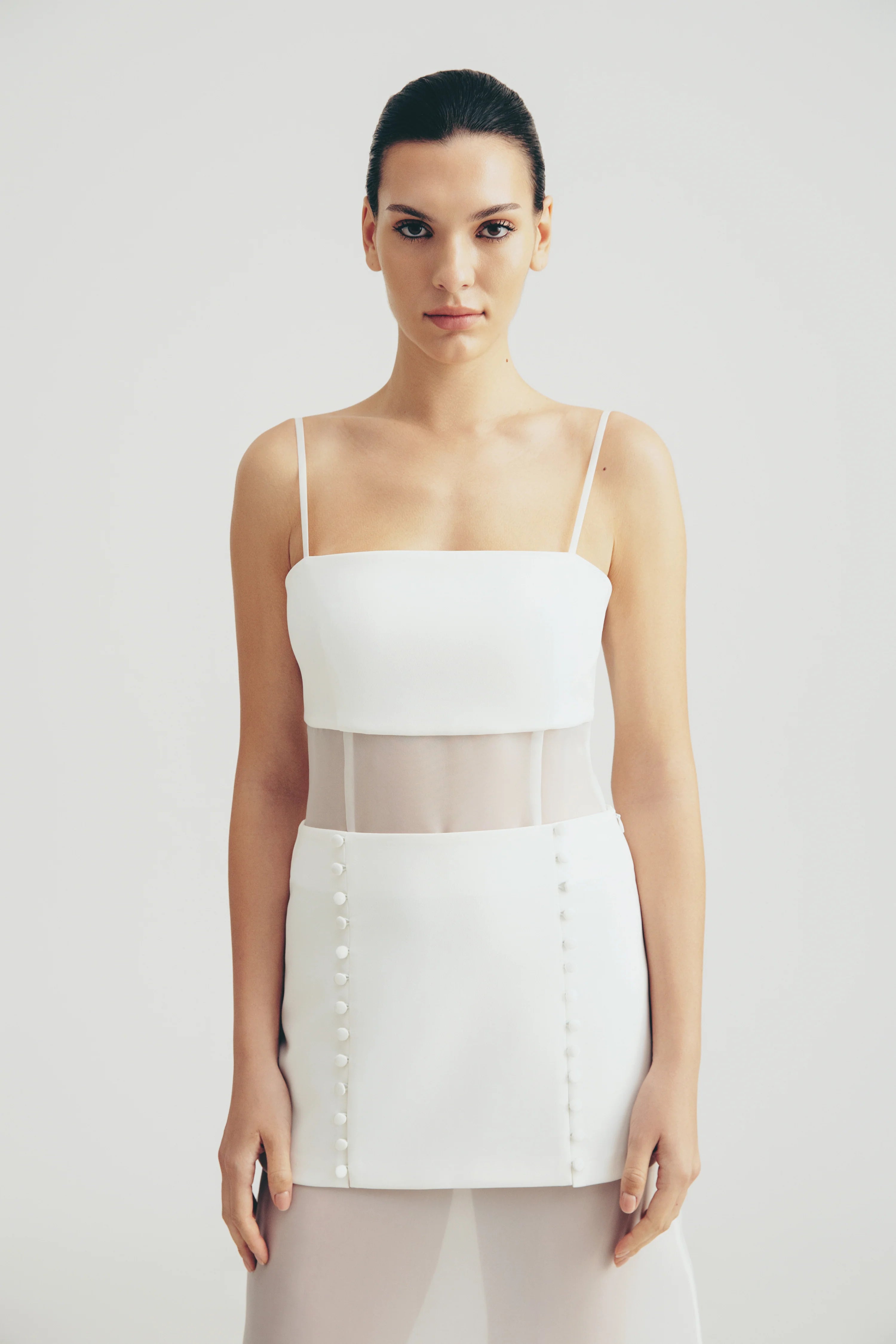 Сукня з прозорими деталями, (Total White) SS2509