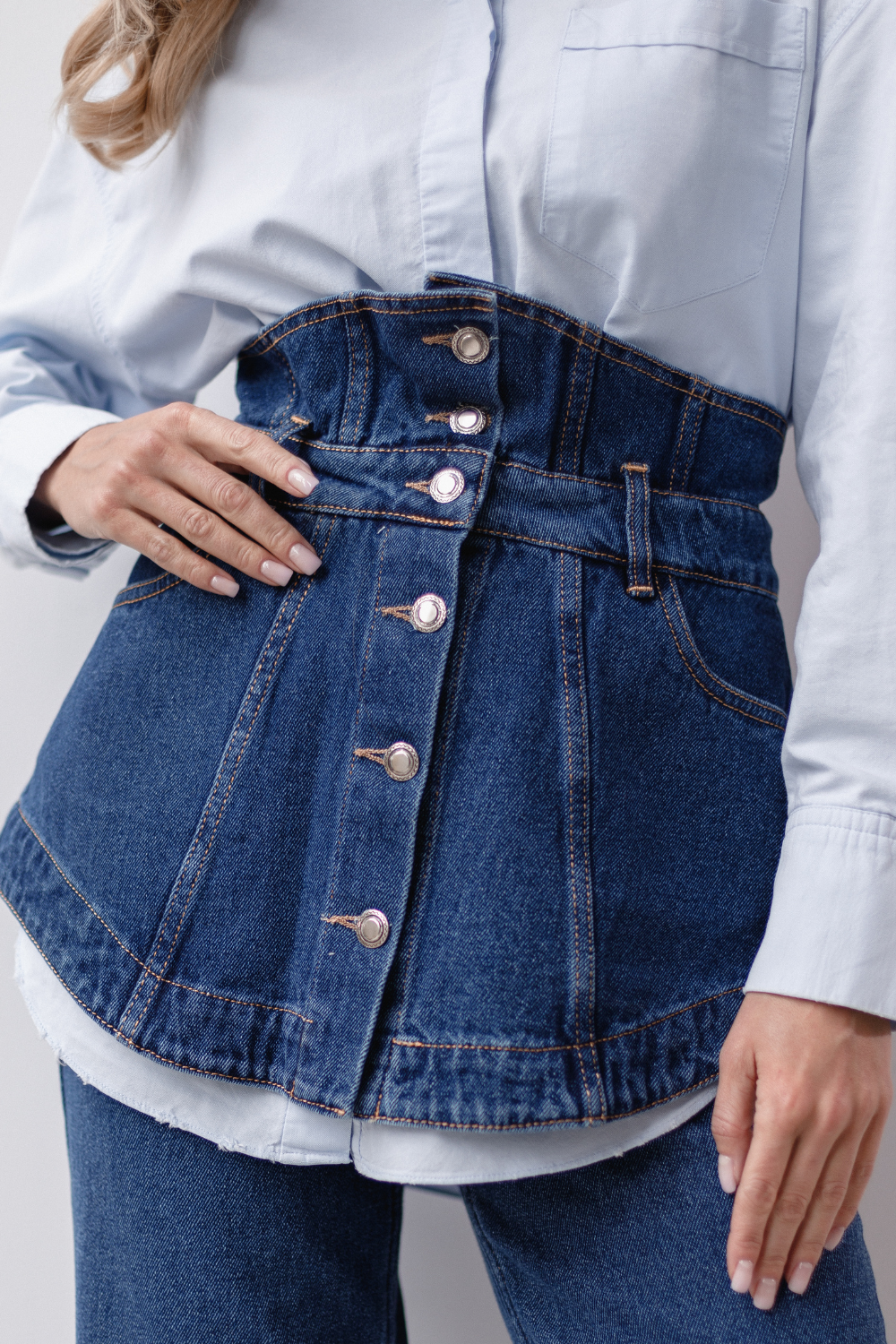 Dámský pásek (baska) z textilního džínového materiálu (2S) 22408