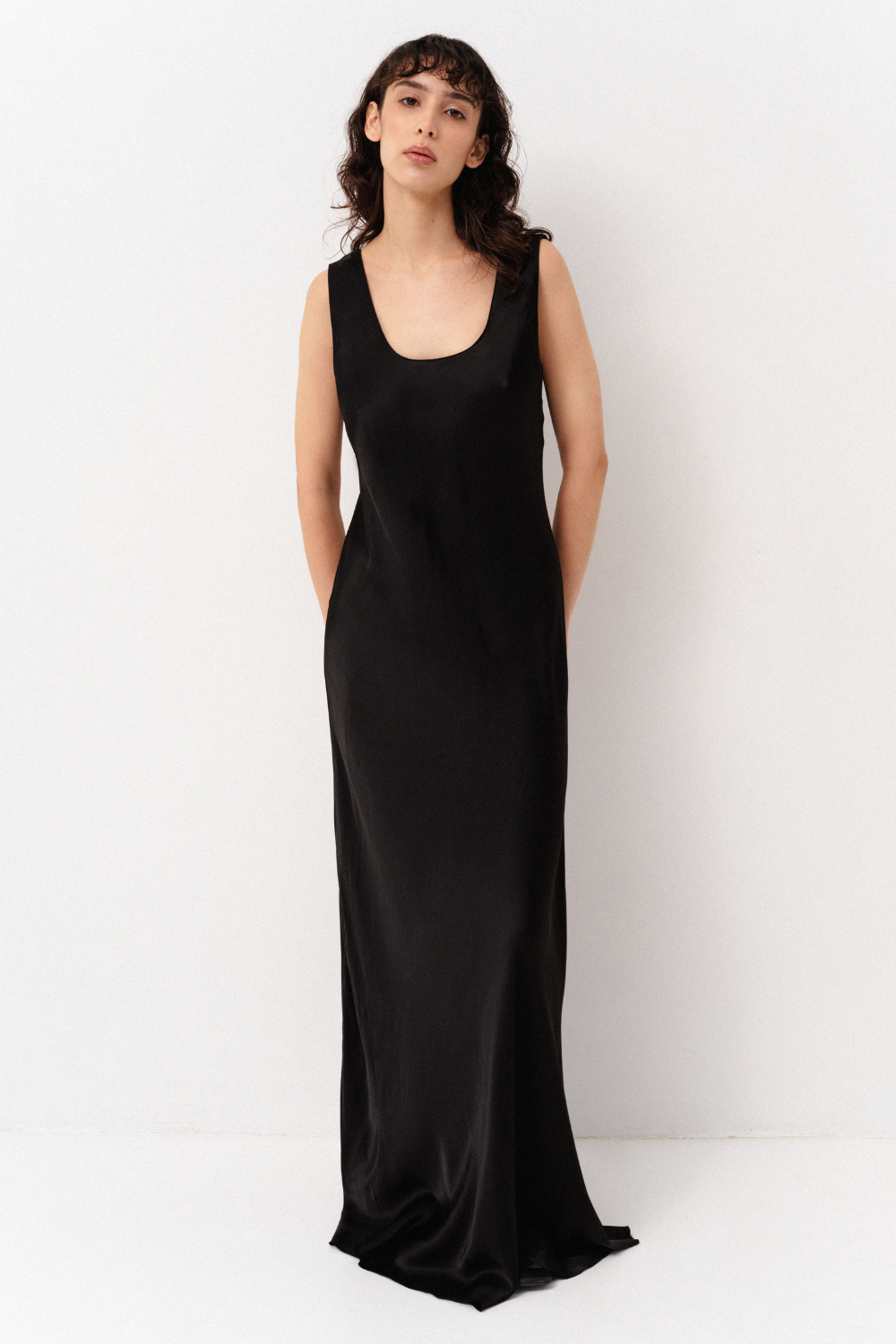 Šaty slip dress, černé, S-M, (Corsis), 21-003
