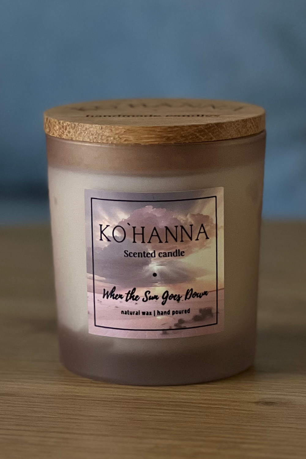 Handmade scented candle, brown glass, "When the Sun Goes Down" 180 ml (KO&