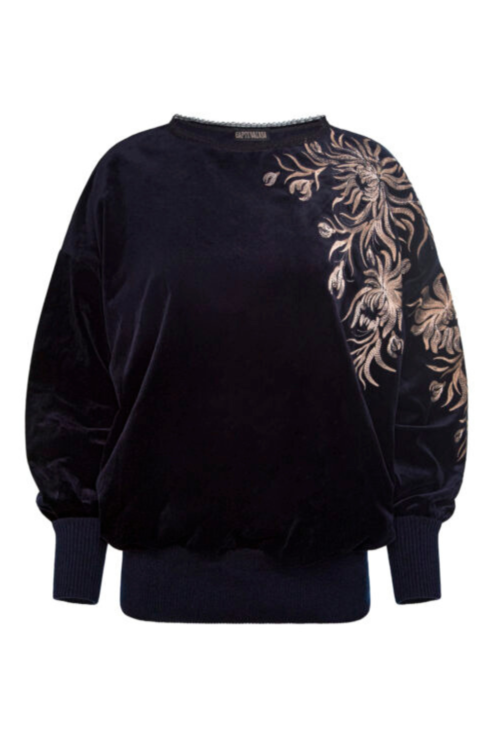 Mikina, samet modrý, Kobercový vzor, One Size, (Gaptuvalnya), G_0031