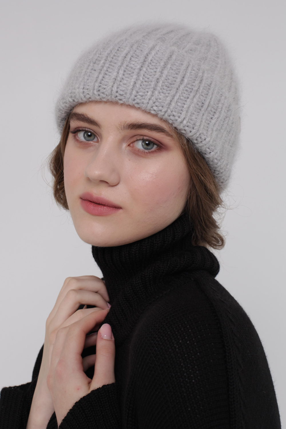 Берет ангорський, сірий, (Miss Secret), капелюх-001-сірий