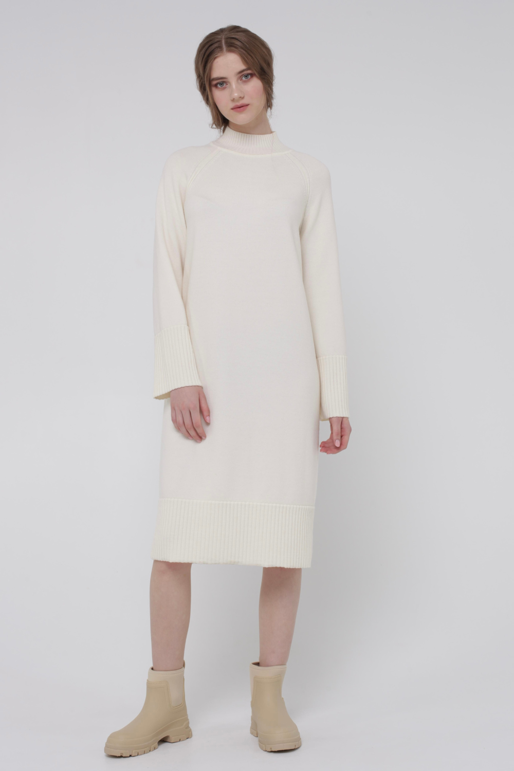 Сукня міді реглан, кремовий (MissSecret) PU-022-white-dress