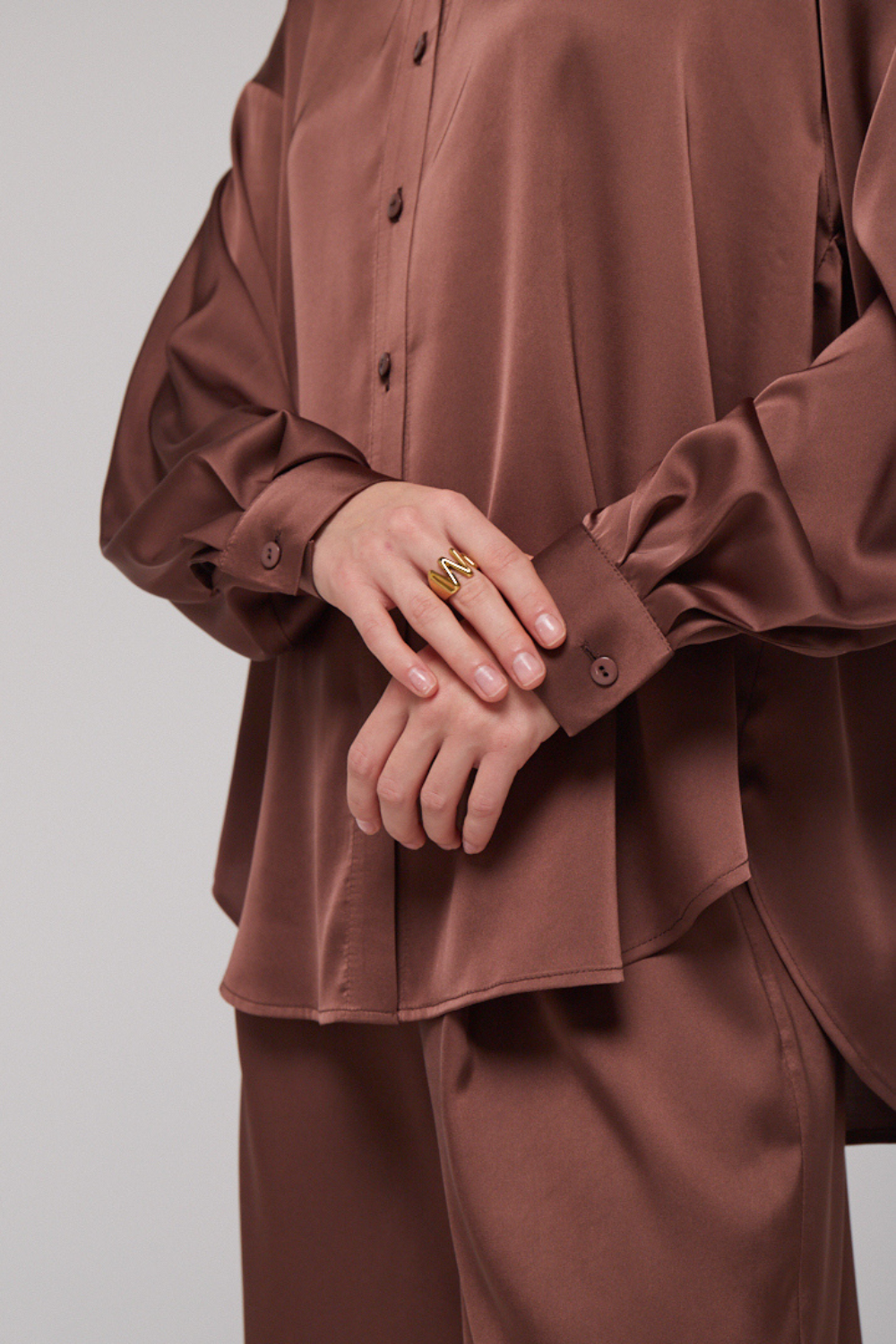 Košile "BASIC", hnědá, (Mint), 21662