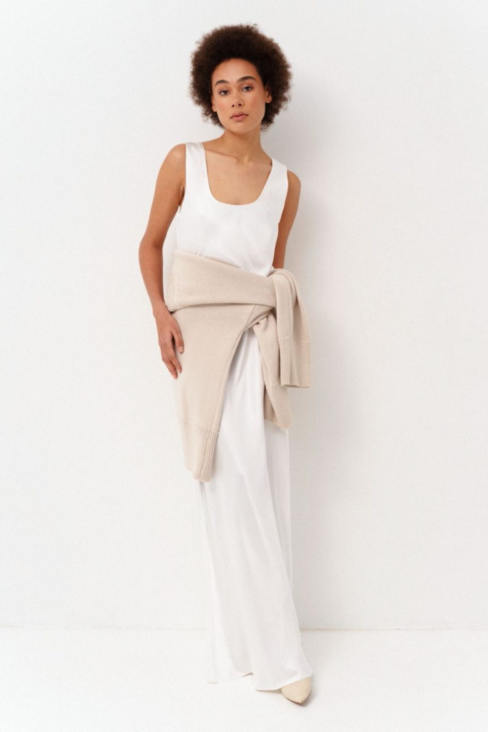 Šaty slip dress, bílá, (Corsis), 21-003B