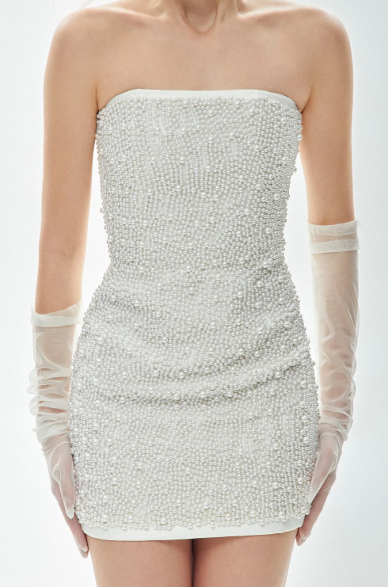 Dress with pearls, milky, (Guranda) GRD0022053