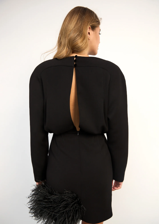 Mini šaty černé s peřím JOSEPHINE (Kristina Laptso) , VIS25120XSSMLBK