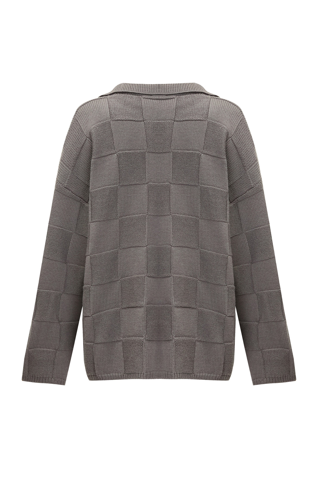 Svetr kostkovaný šedý (0202) knit_888