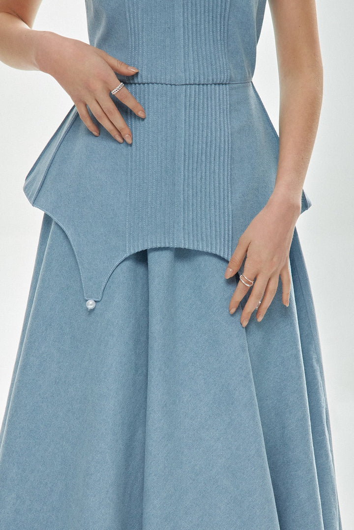 Denim maxi skirt, light blue, (Guranda) GRD0022048