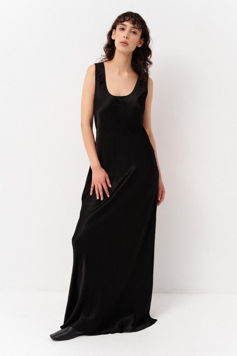 Šaty slip dress, černé, S-M, (Corsis), 21-003
