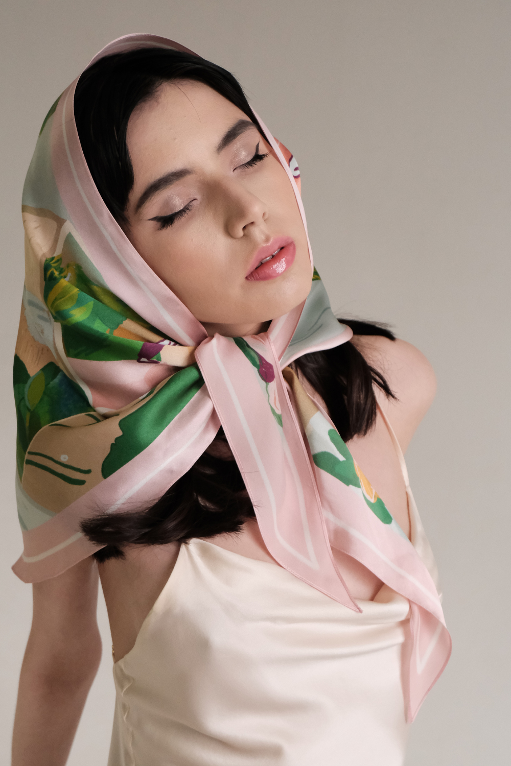 Silk scarf "Navka" with double-sided print (Nesamovyto) MV1W