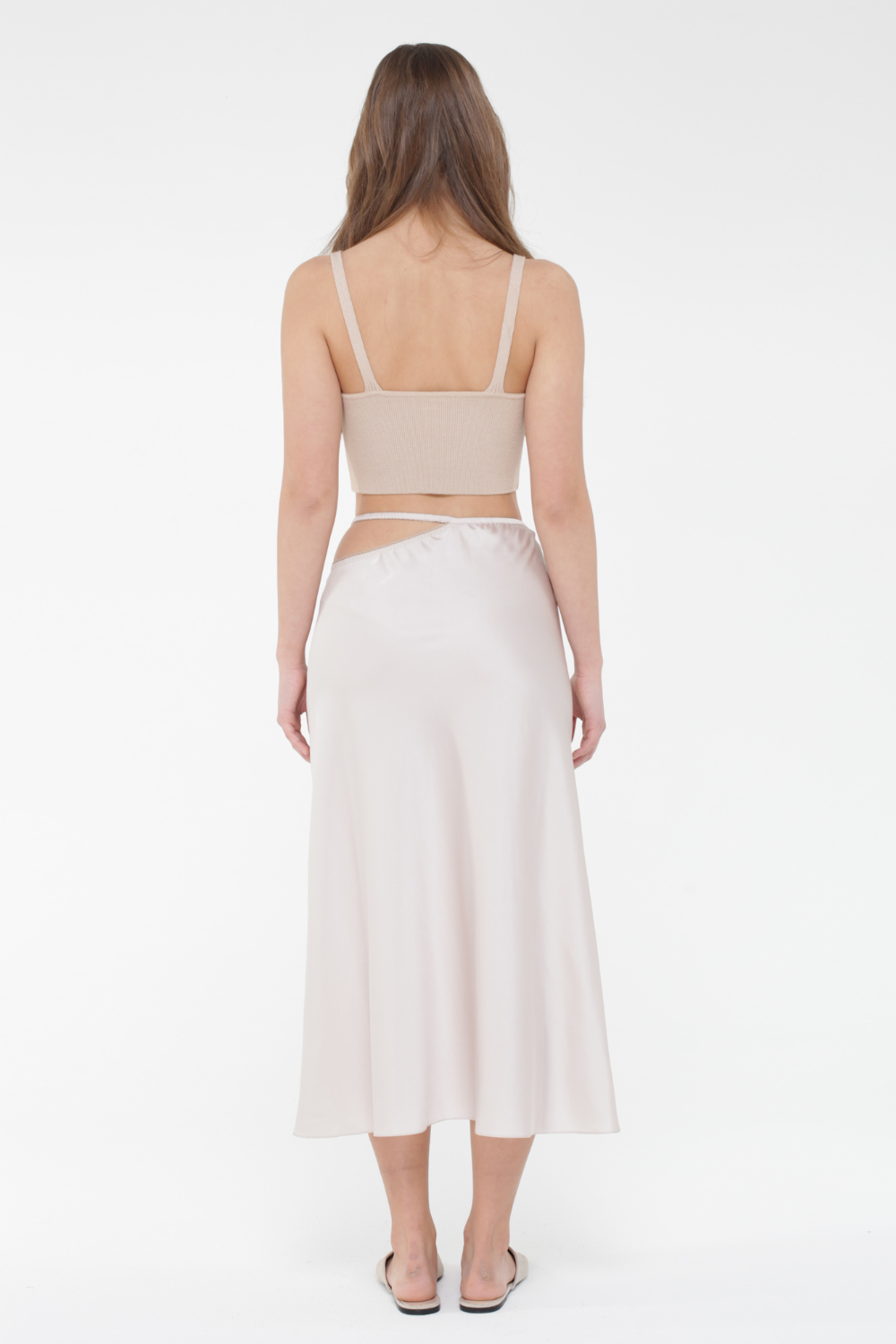 Silk skirt with elastic waistband and cutout at the waist (Miss Secret) SK-012-pearl