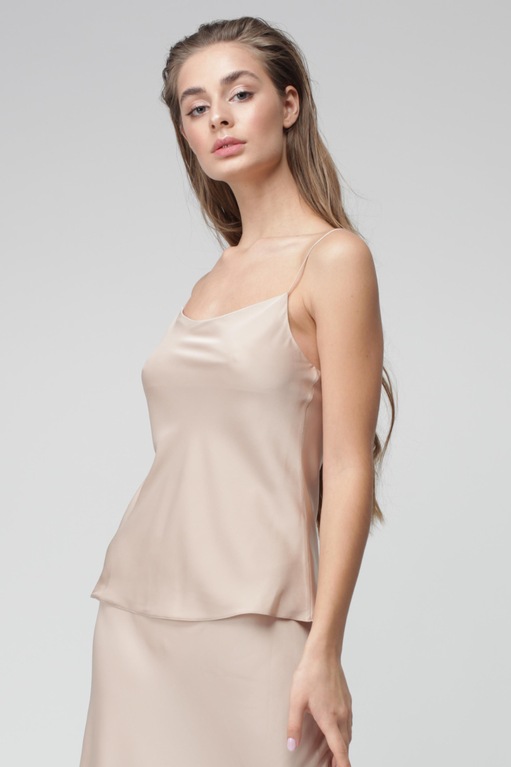 Silk top with thin straps (Miss Secret) TOP-010-beige
