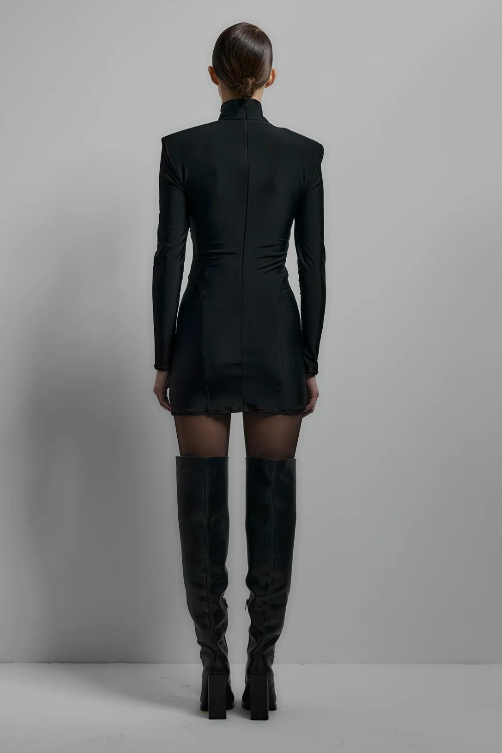 Šaty černé biflex s dekorativním bra, (Gudu), DR009SS24