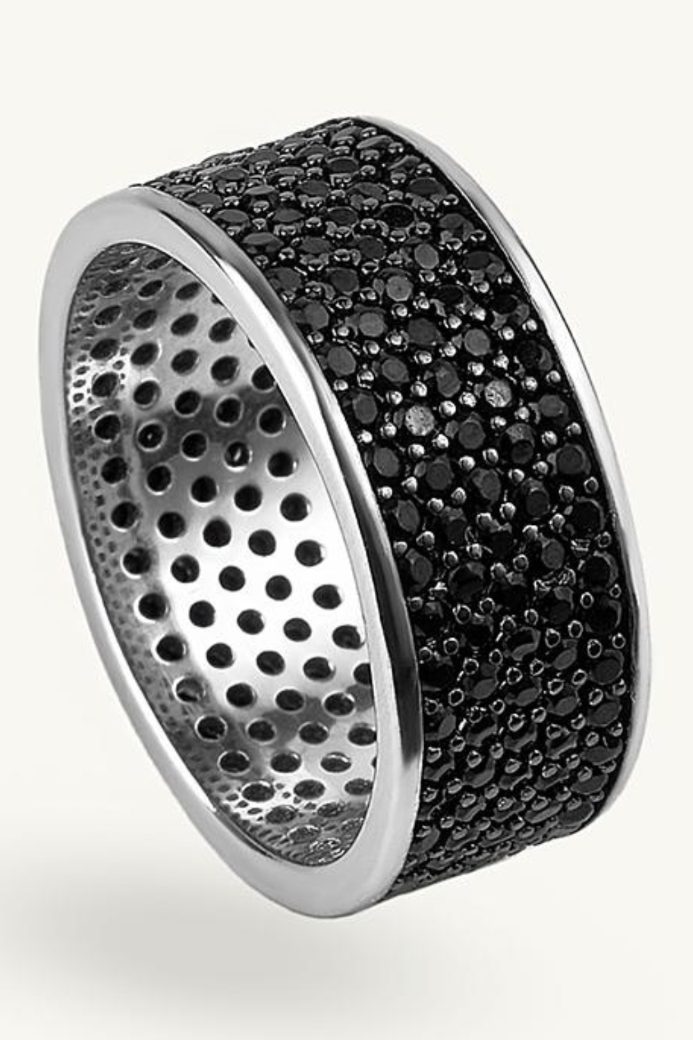 Luxury silver ring Black zircons (SilveAmo), KK2FO1.372