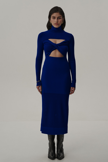 Šaty trikotážní s topem, modré, (T.Mosca), PEV23-01