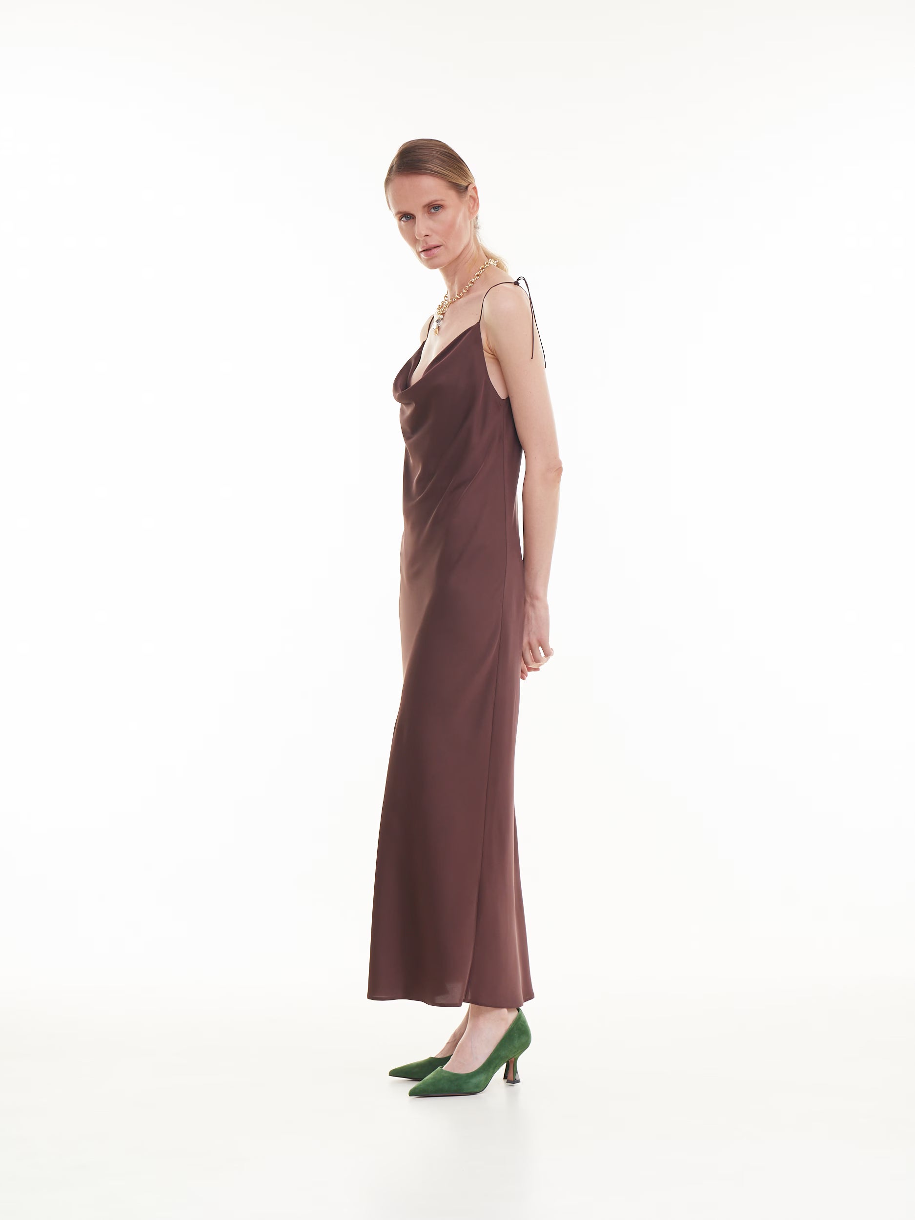 Brown maxi dress MINT (Mint) 01806