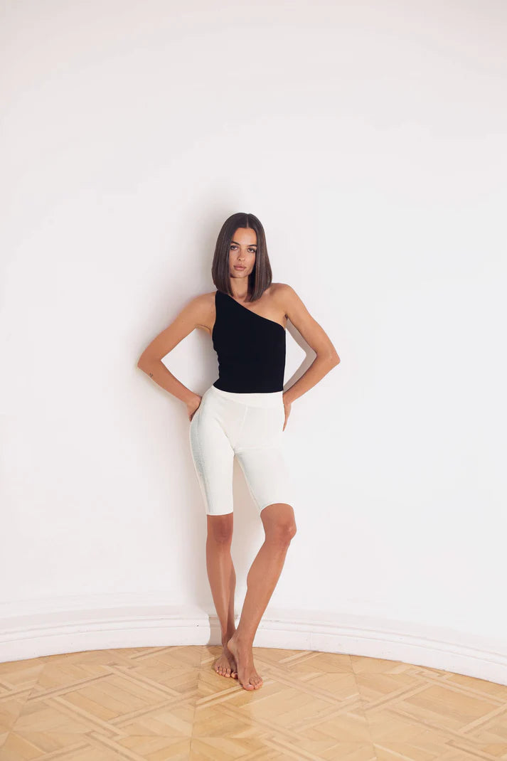 "Porsha" One Shoulder Top, Black, (TheLawOfLove), 8137