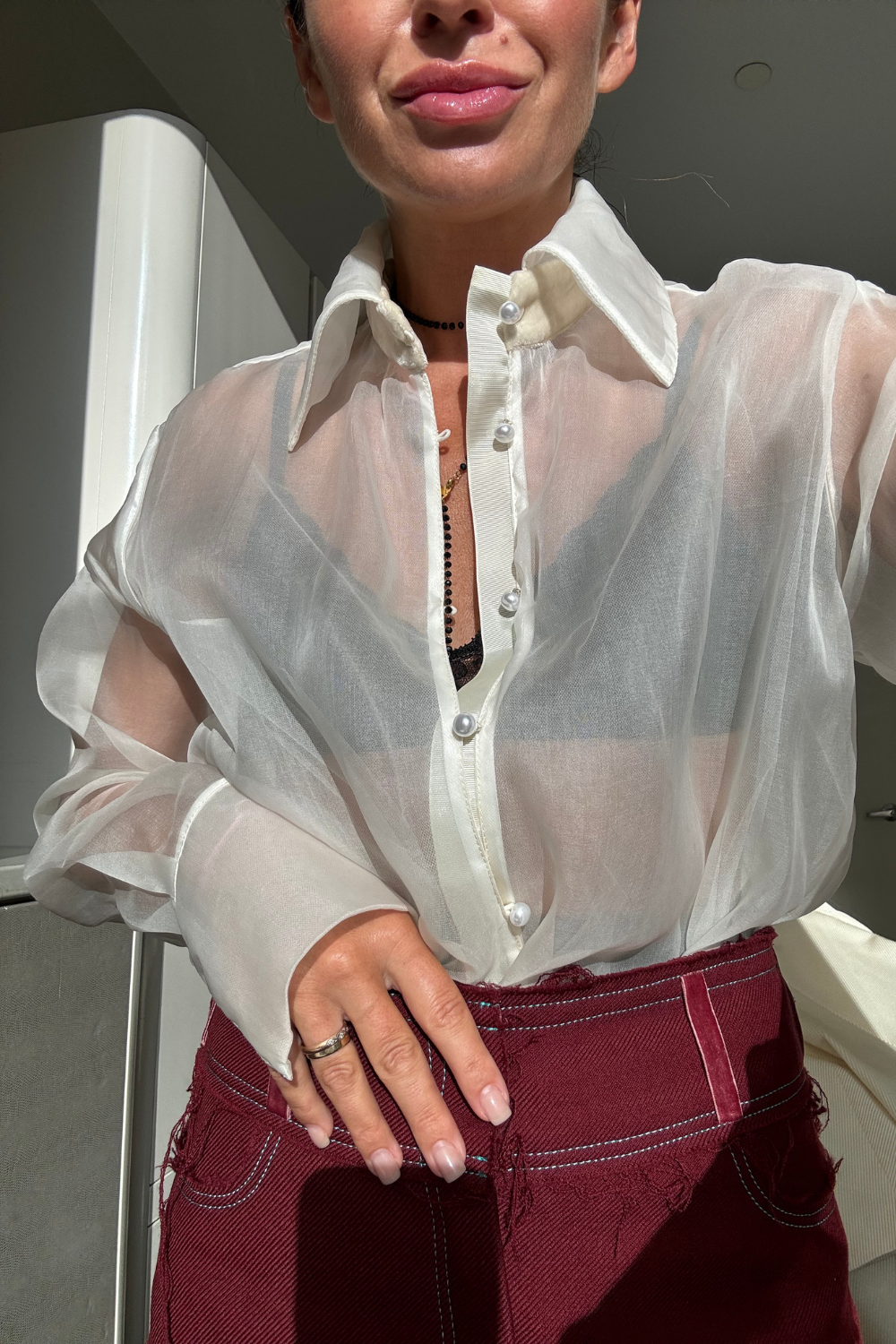 Florence organza blouse white (Kristina Laptso) SIL2233SMMLWH