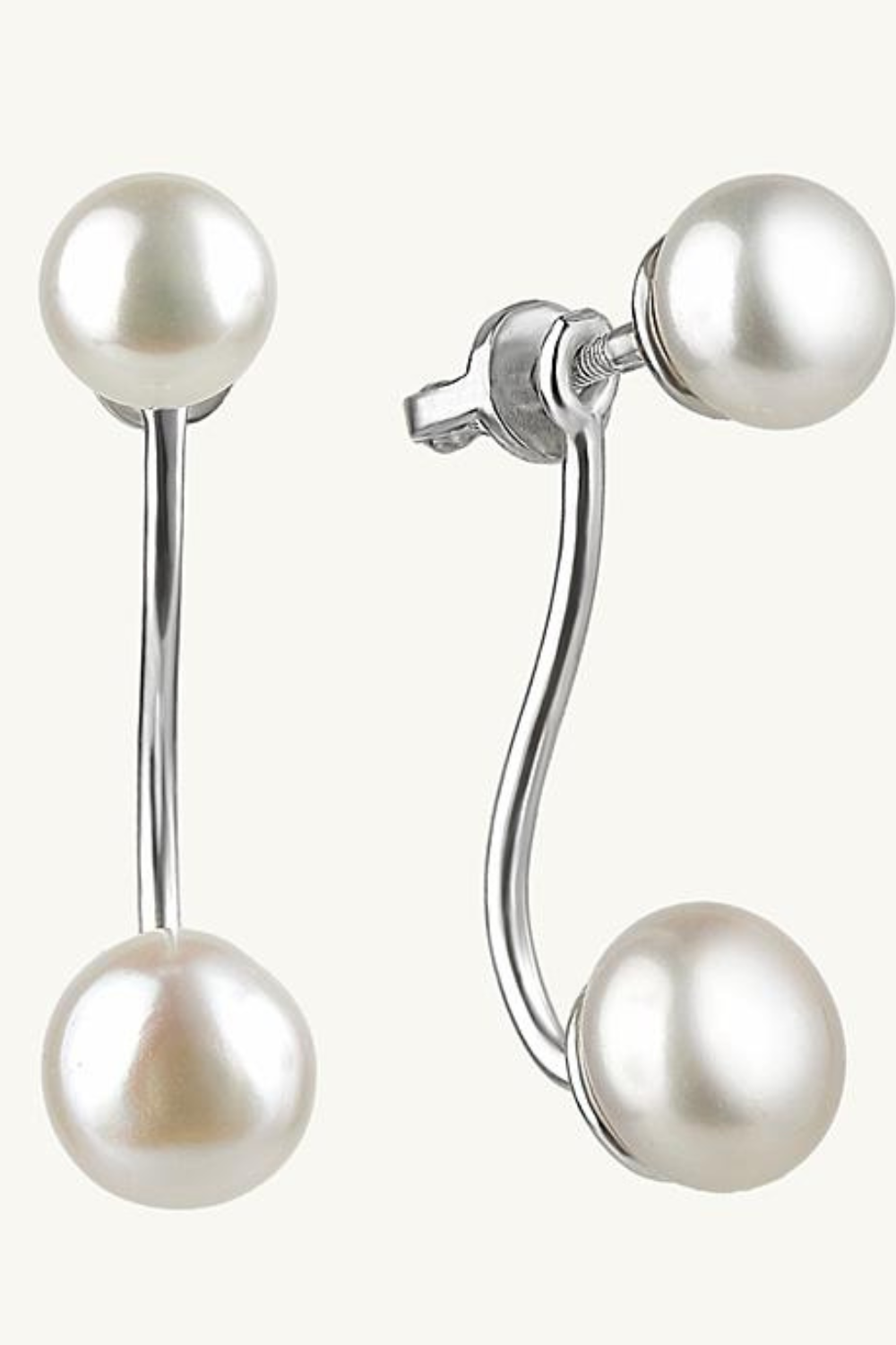 Náušnice stříbrné 2*1 s mořskými perlami Tajemství moře (SilveAmo) C003