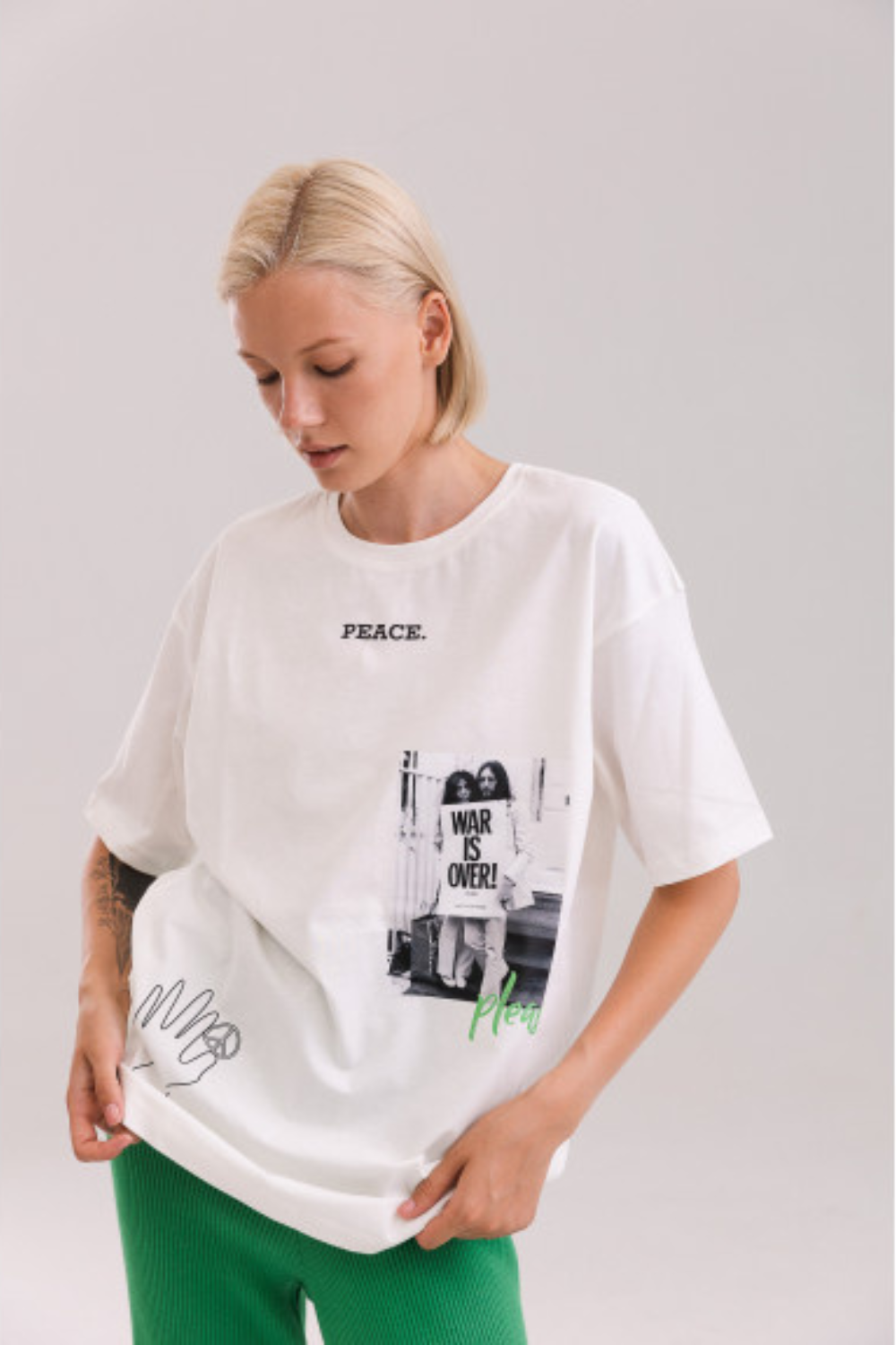 Tričko s potiskem - PEACE John Lennon (Adamská) 1185