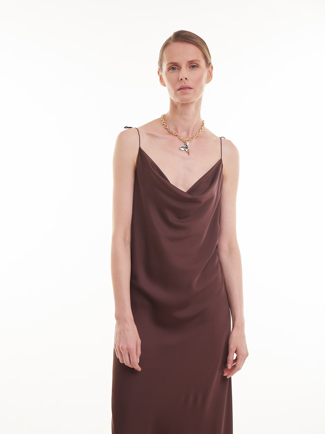 Šaty Hnědé maxi MINT (Mint) 01806