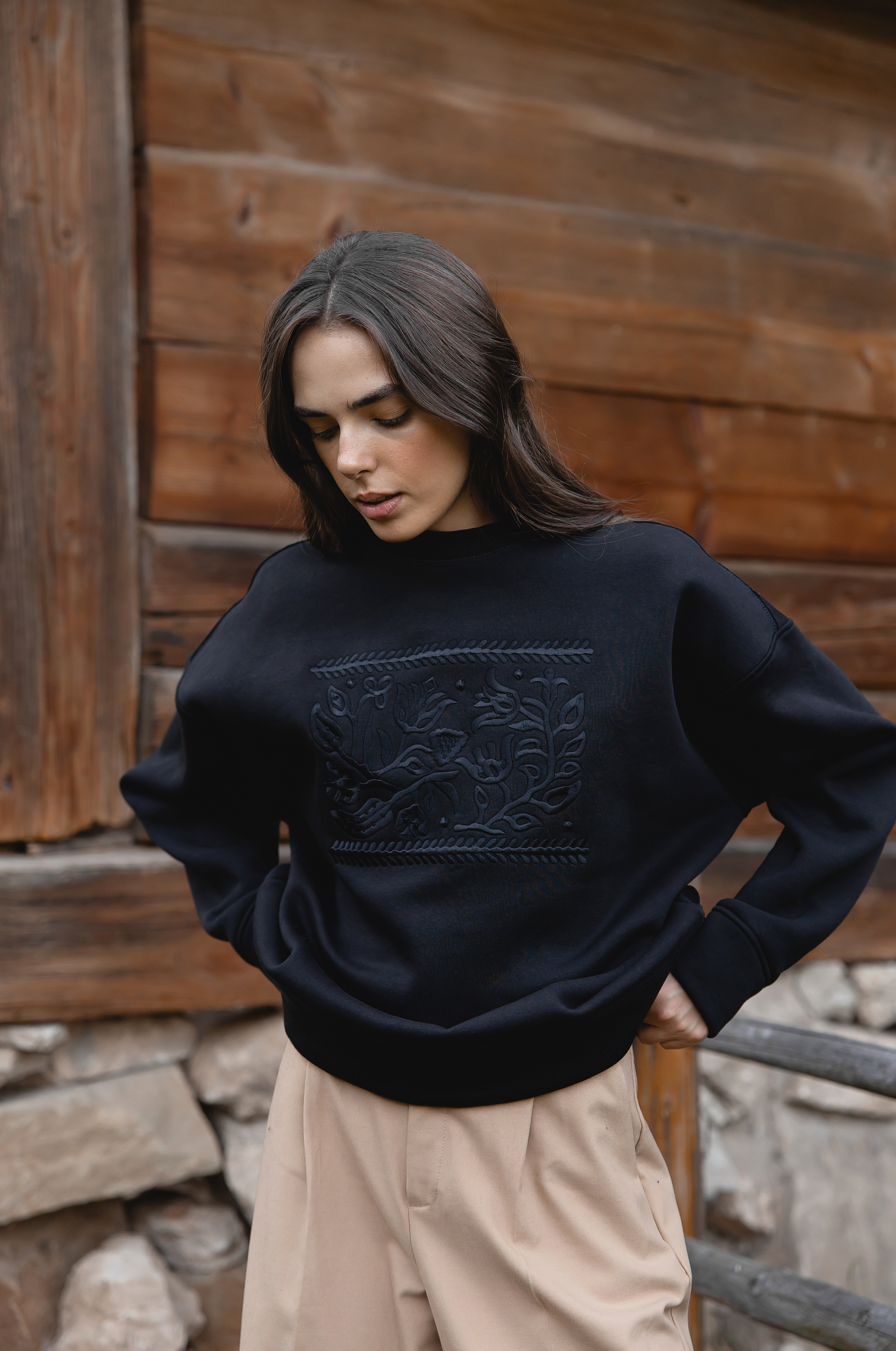 Світшот "Вибійка" чорний, (LadyDi) LD0151