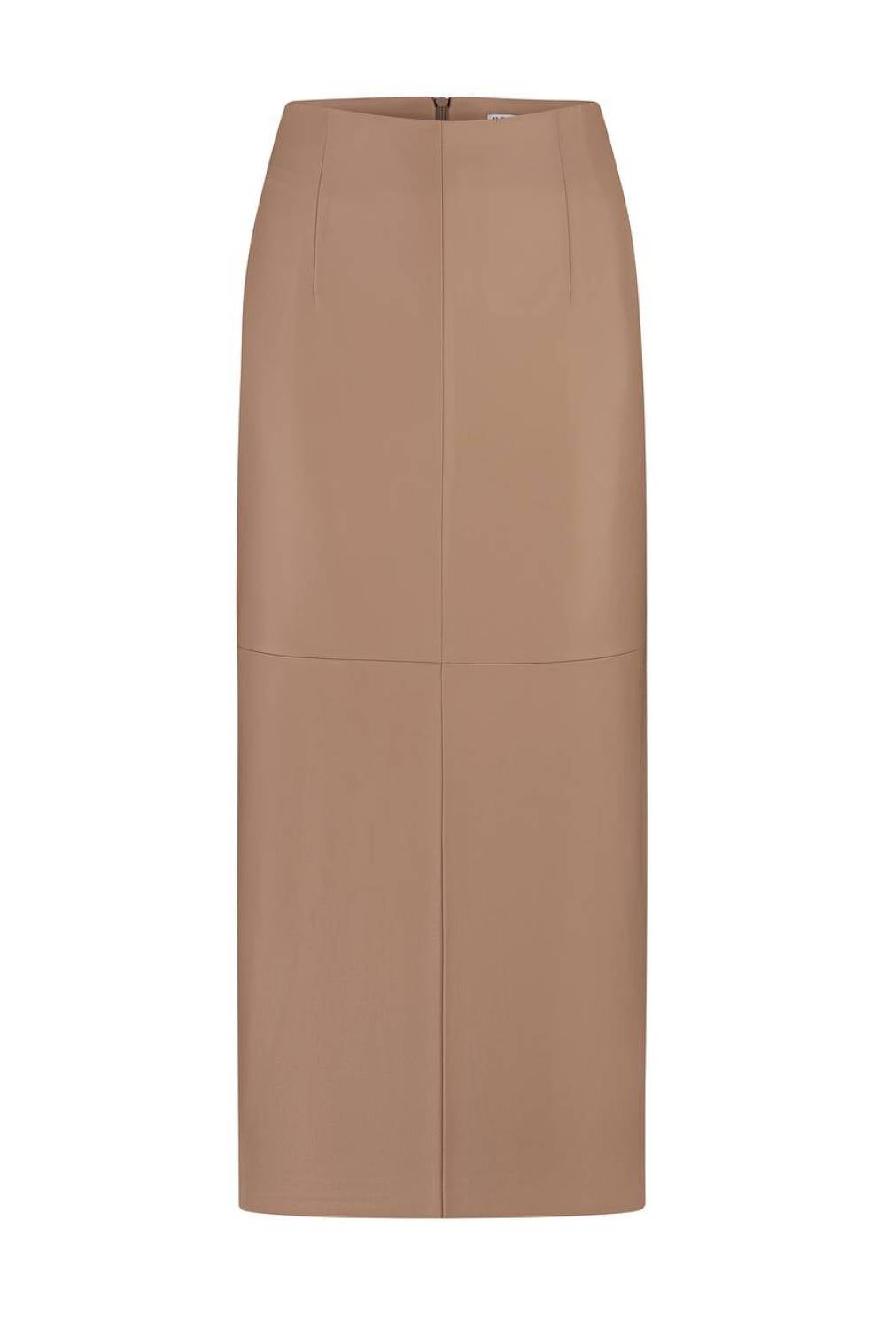 Sukně midi z eko-kůže béžová (Kolosova) K005A