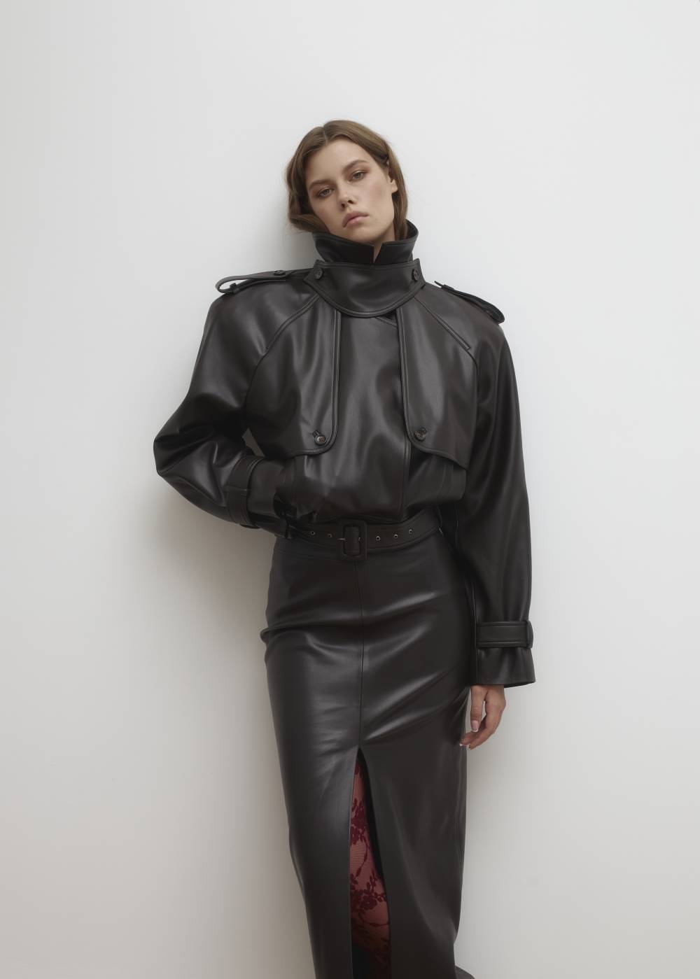 Байкерська куртка з екошкіри (темно-коричнева), (Kolosova) K015A