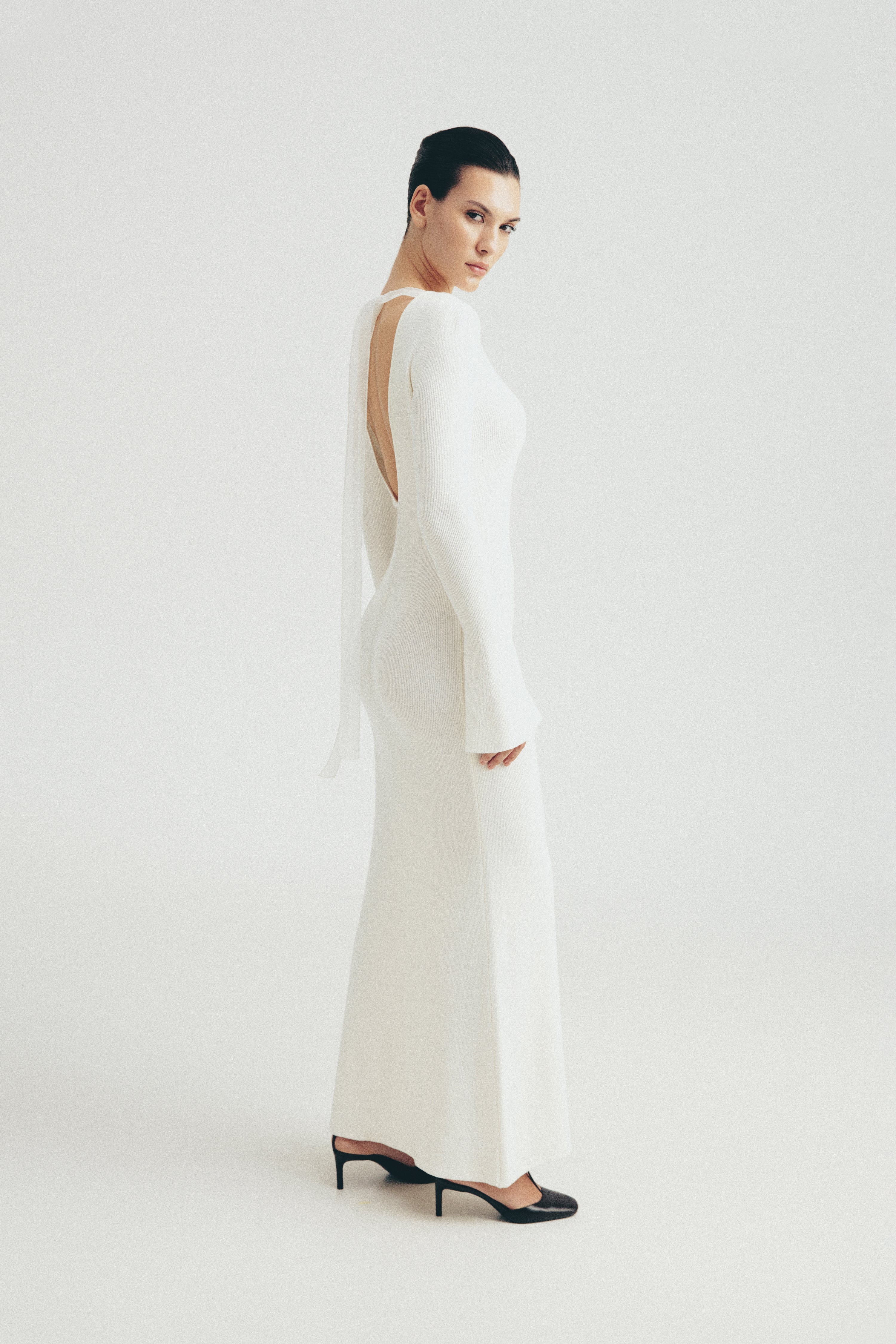 Трикотажна сукня міді (Total White) SS2510