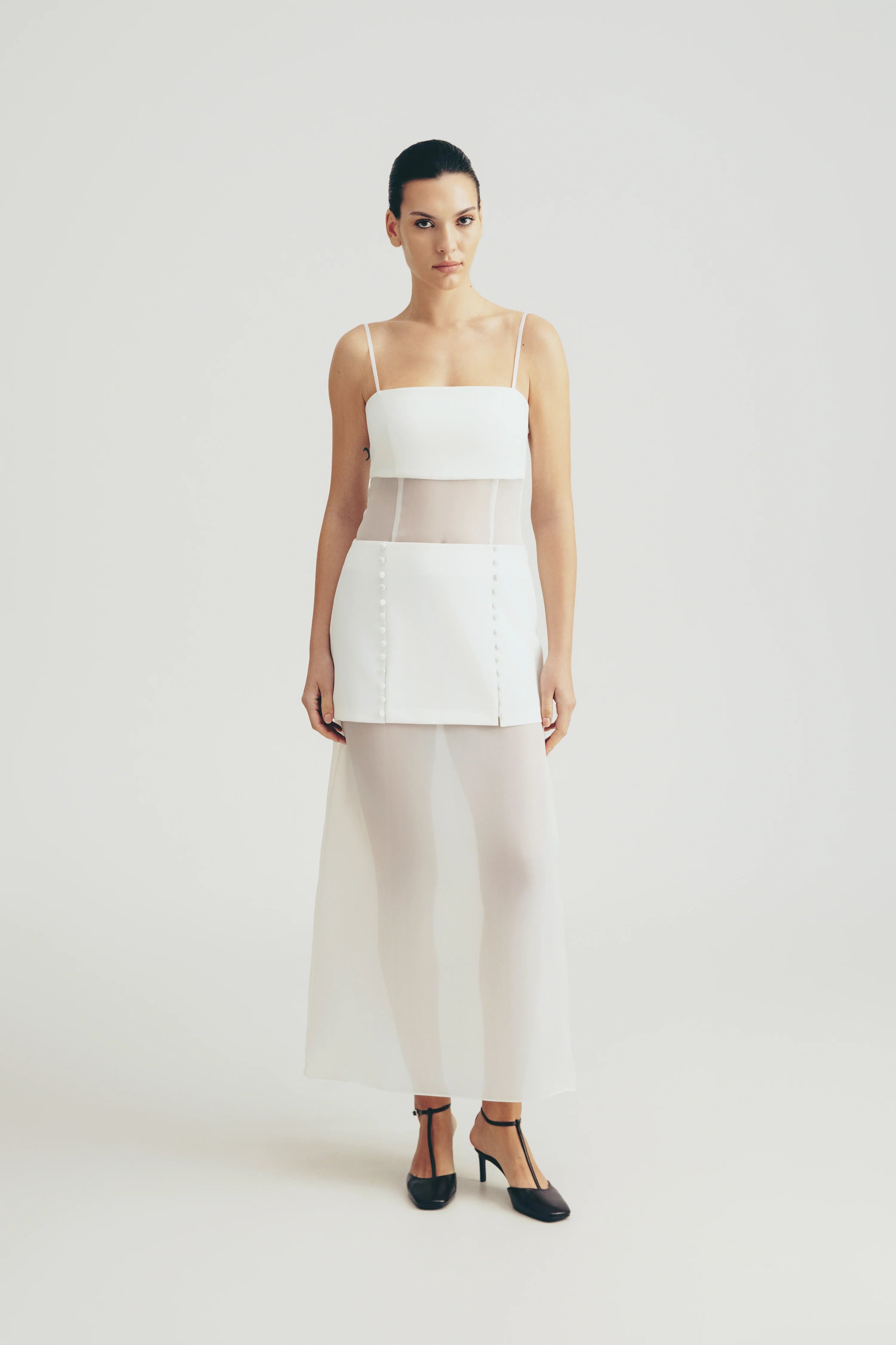 Сукня з прозорими деталями, (Total White) SS2509