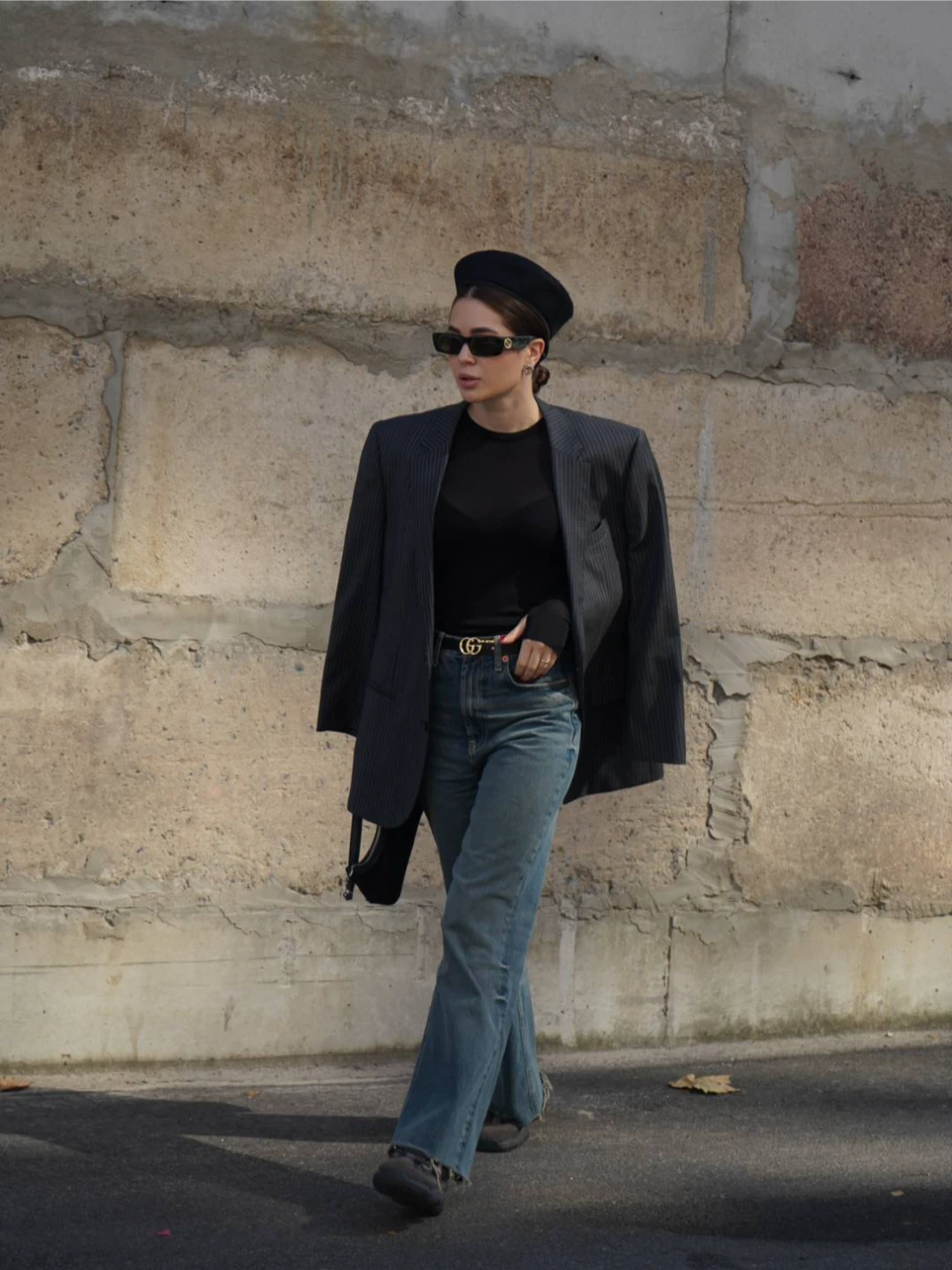 Černý bavlněný baret (Hoops)