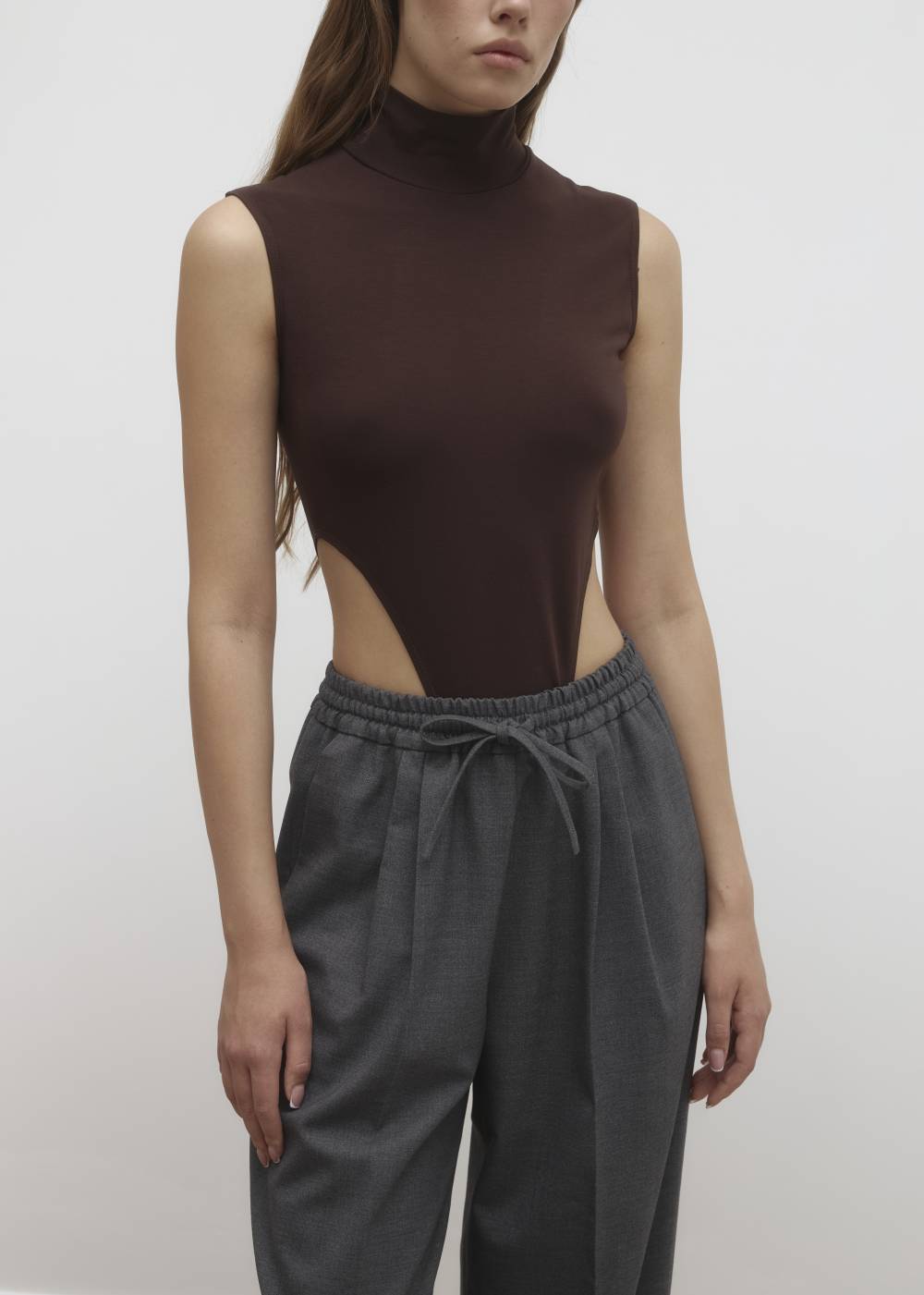 Боді з високим коміром коричневого кольору (Kolosova) SA014S