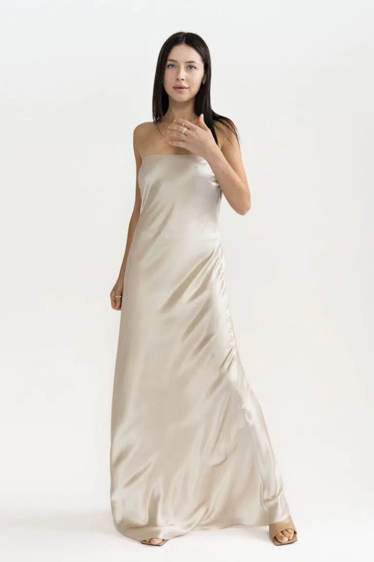 Majestic Silk Dress Pearl-Beige, (Serenity) 680804