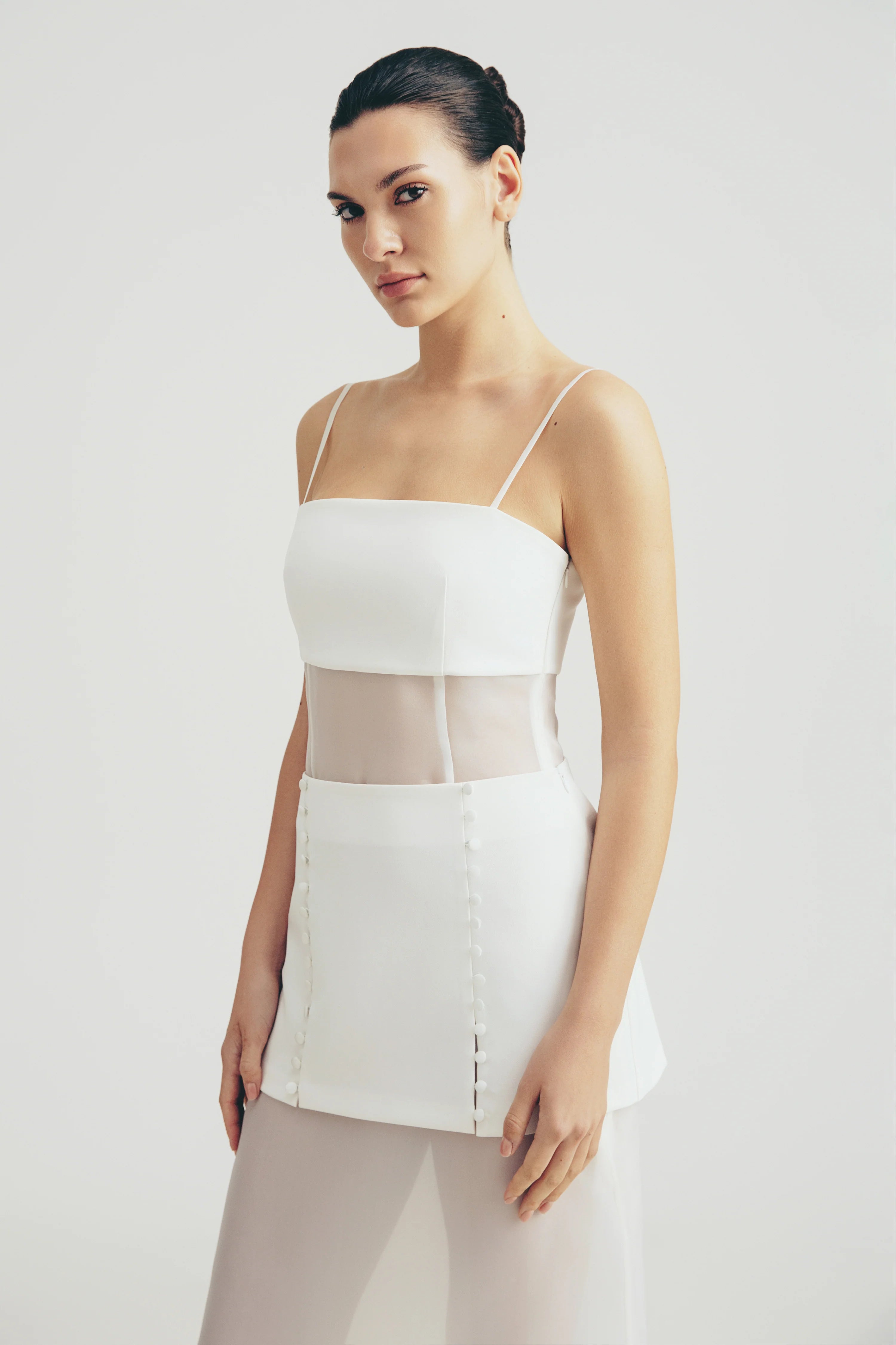 Сукня з прозорими деталями, (Total White) SS2509