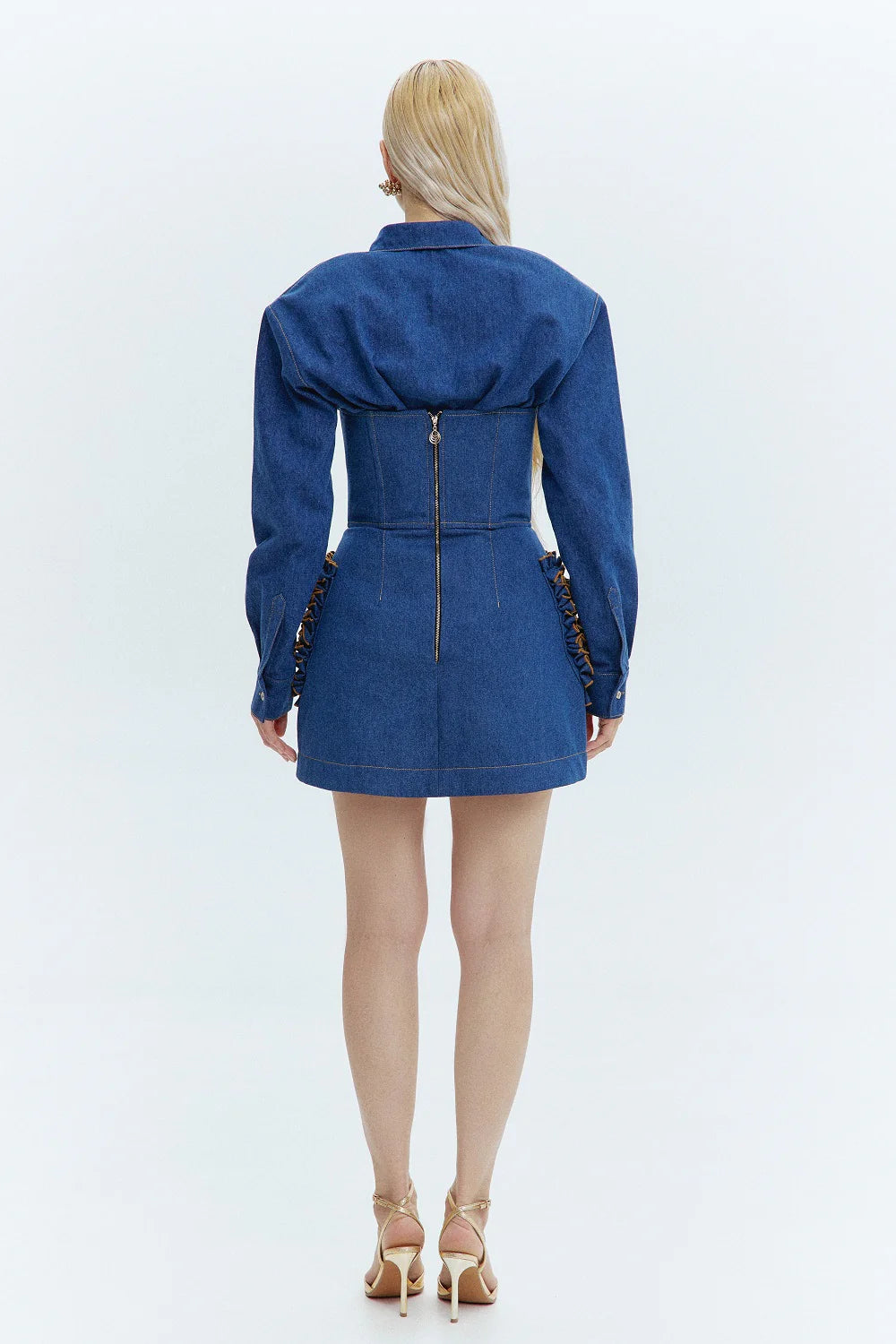 Korzet denim s volánky, modrá, (Guranda) GRD00333008