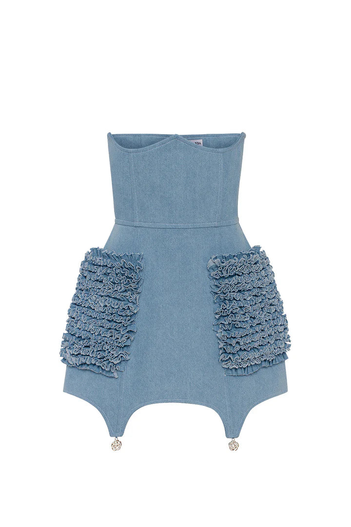 Korzet z denimu s volánky a kapsami, (Guranda) GRD0022088