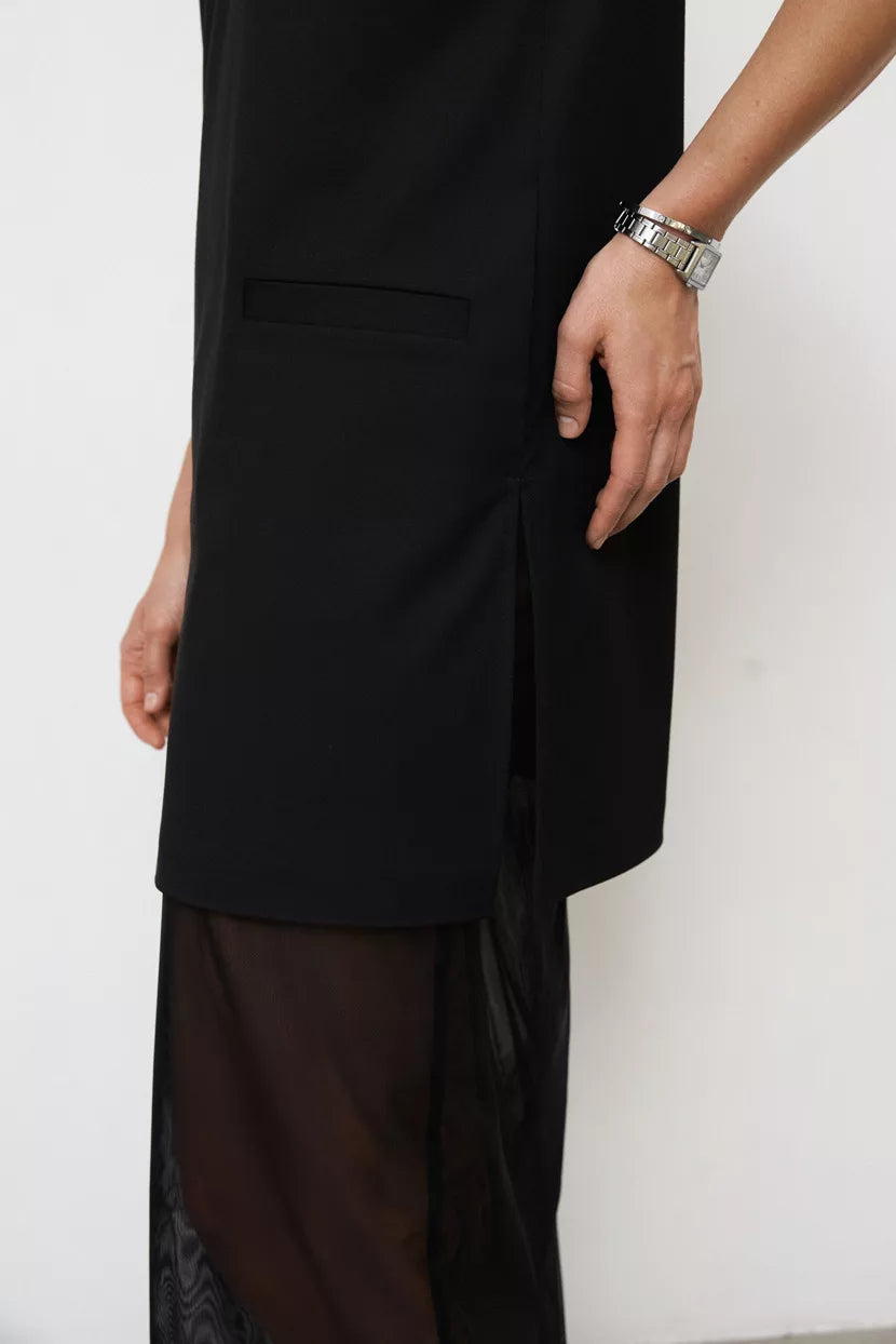 Dress with tunic and mesh, black (Nazarelli) NF-00000123