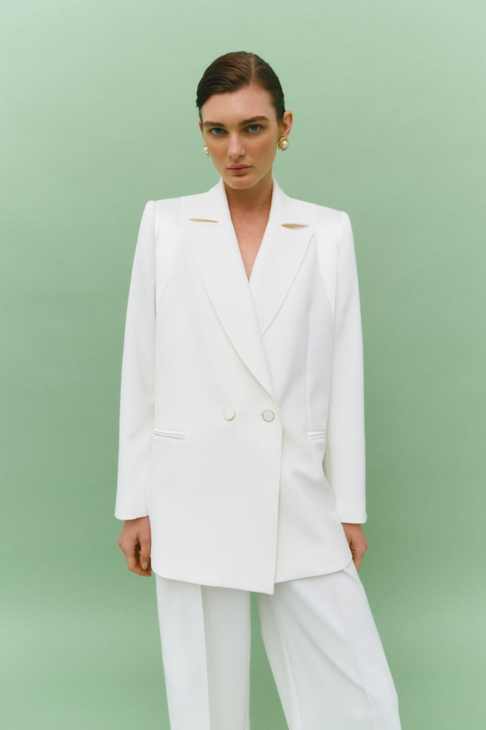 Dvojitý sako s vložkami (Total White) FW2303