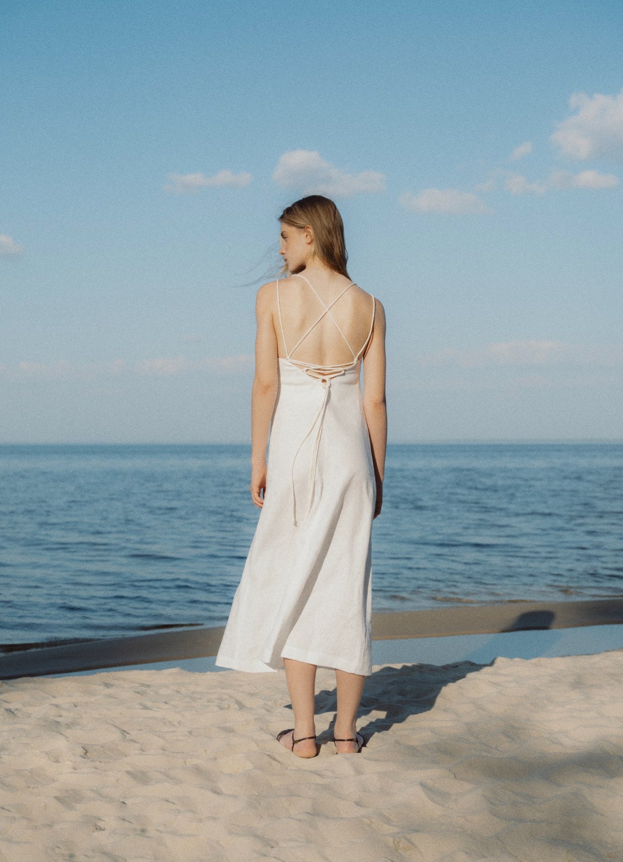 Sleeveless linen dress (Total White) LB2507