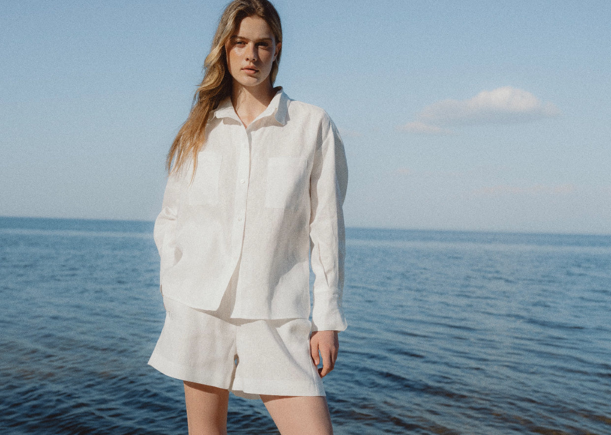 Linen shirt with pockets (Total White) LB2501