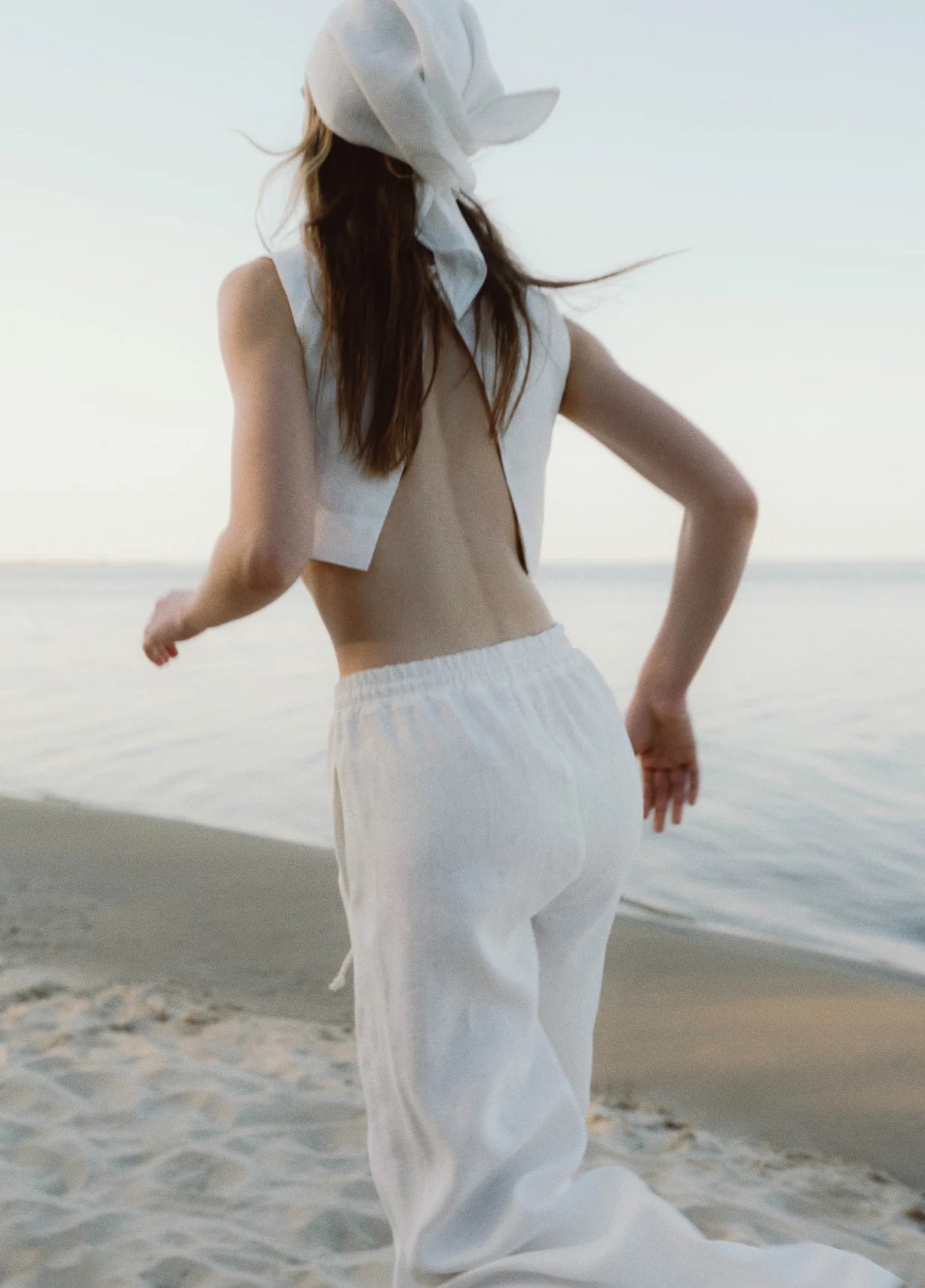 Linen crop top, (Total White) LB2504