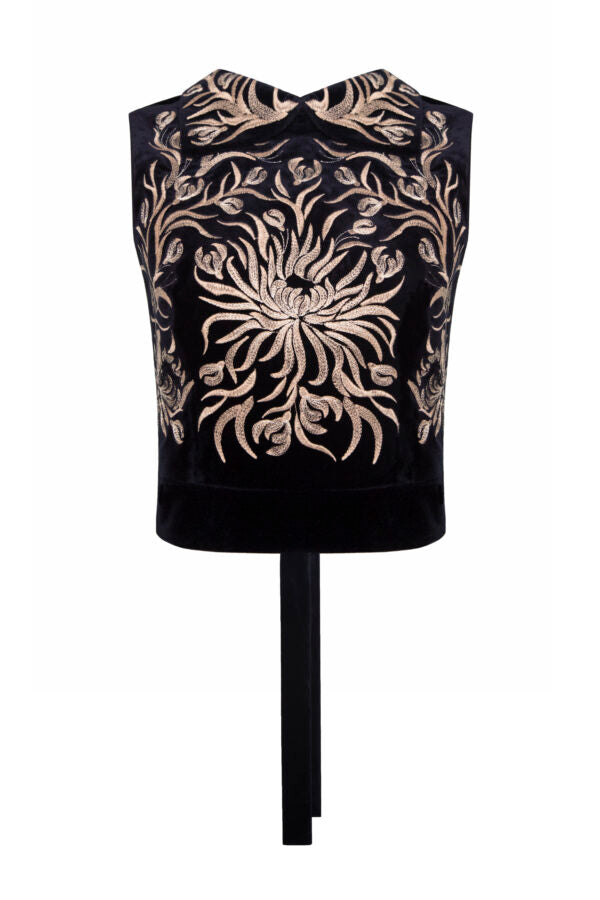 Вишиванка з коміром "Яворівський дивосвіт" (темно-синій оксамит), (Гаптування) GPTV_AA_1308