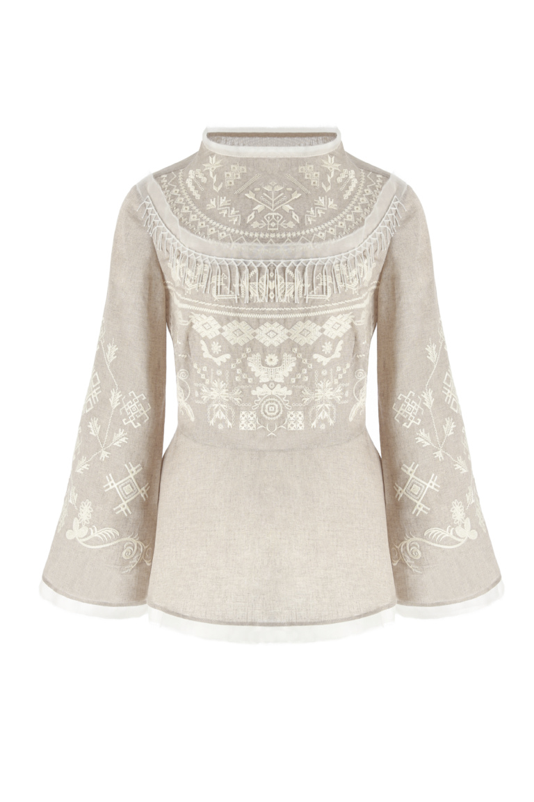 Вишиванка "Єдності" бежевий монохром, (Гаптування), GPTV_AA_24081