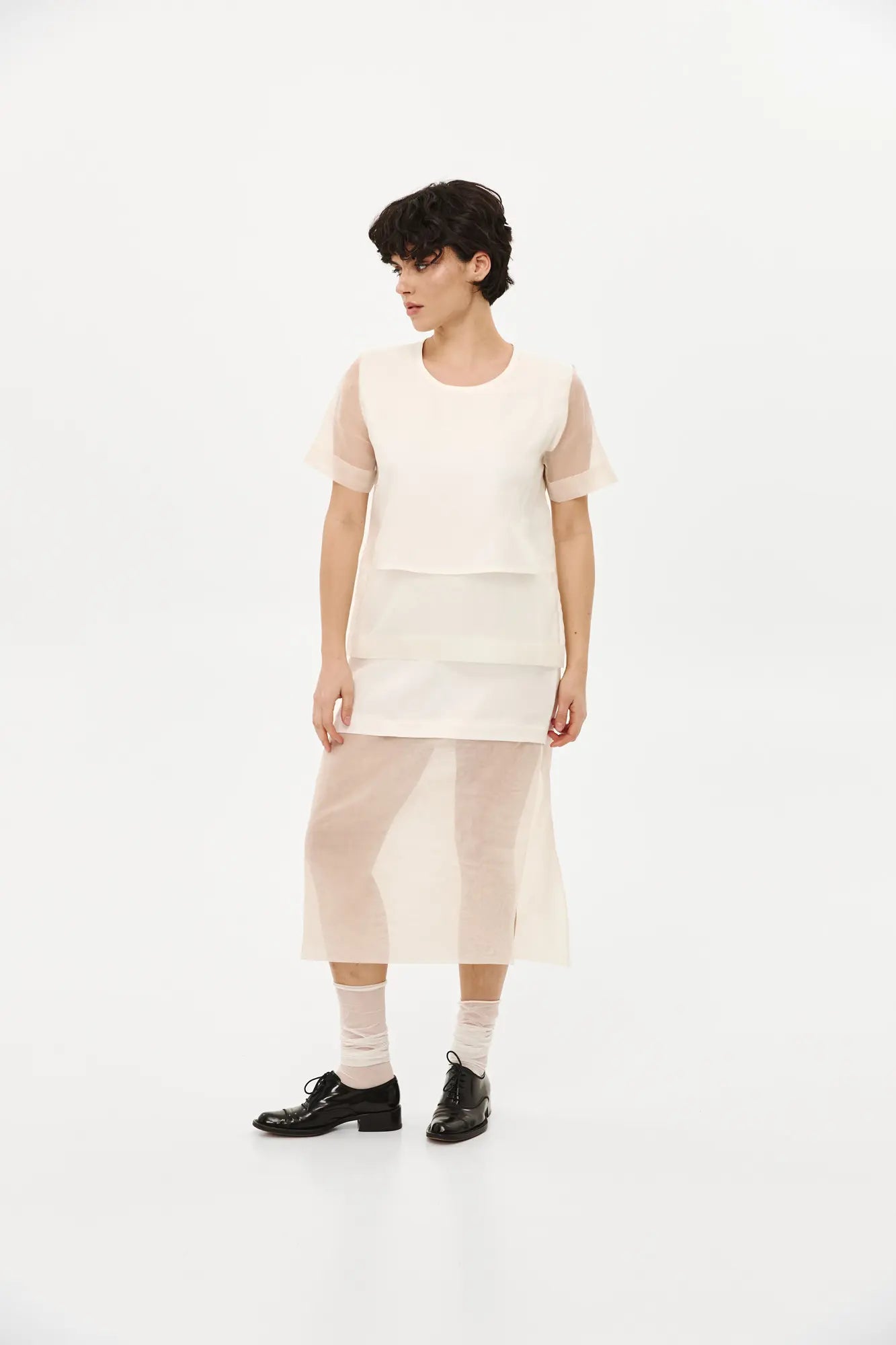 Біла блузка з короткими рукавами (Nazarelli) VD18