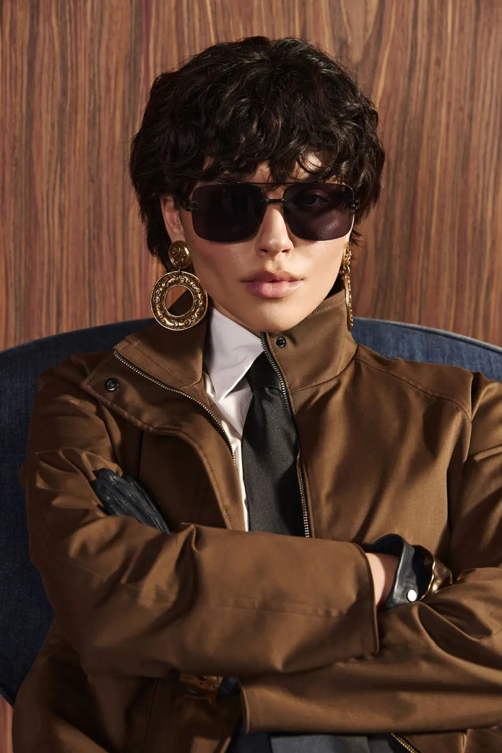 Бомбер, коричневий, (Nazarelli) VD113