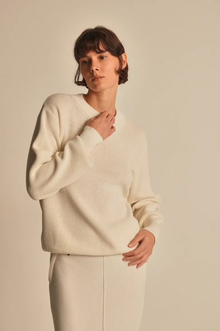 Knitted sweater, cream (T.MOSCA) SW25-01