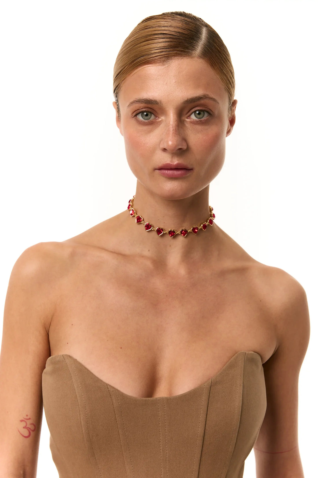 Cold Heart Necklace Red-Gold (Grains de Verre) , CHHs4