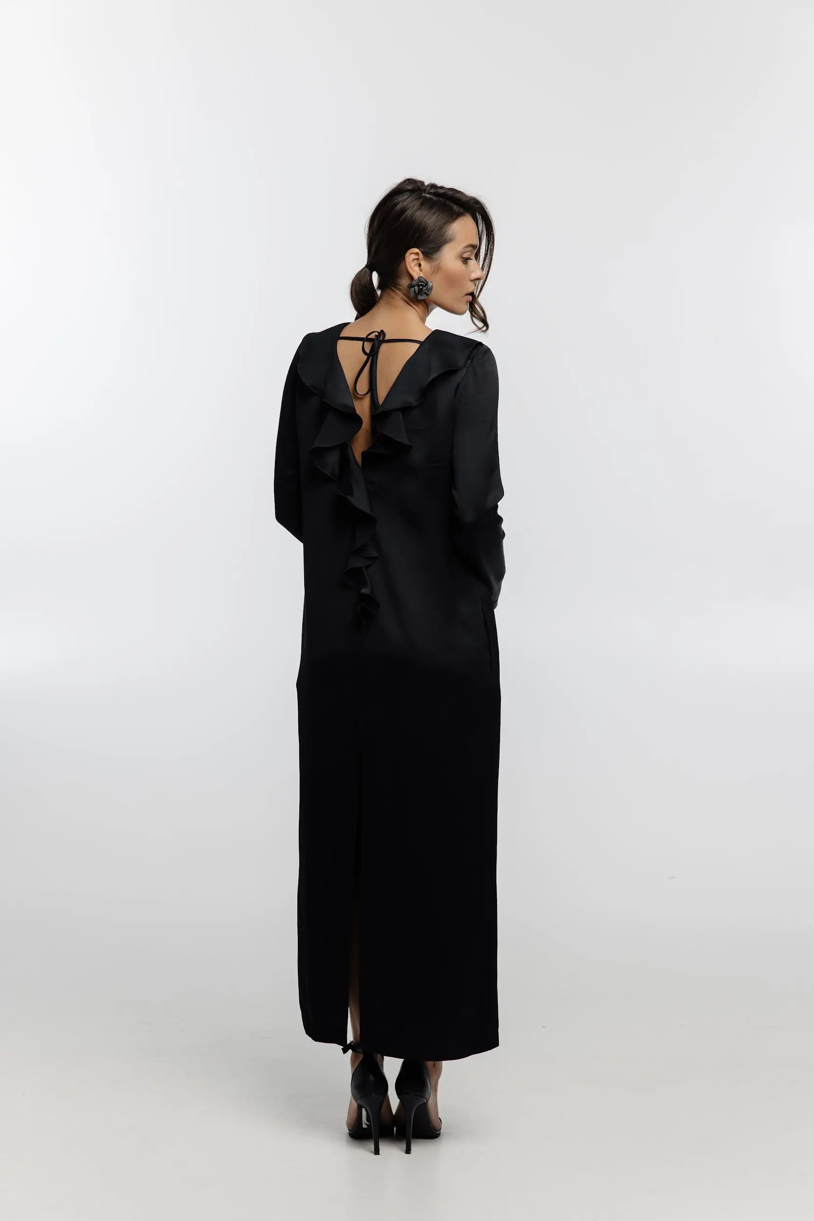 Dress with ruffles (Color: black), (Nazarelli) NF-00000296