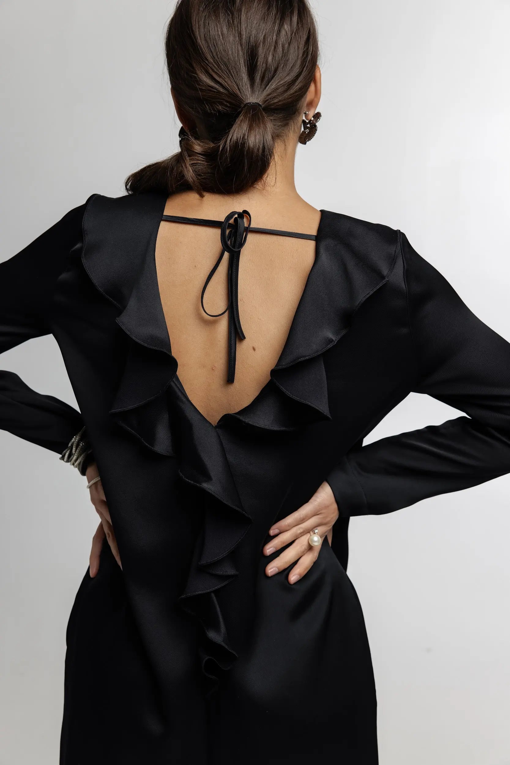 Dress with ruffles (Color: black), (Nazarelli) NF-00000296